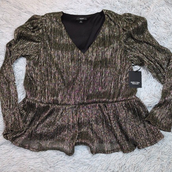Simply Vera Vera Wang Tops - Simply Vera‎ Verawang Shirt Womens XL Gold Blouse Sparkly Evening Career New